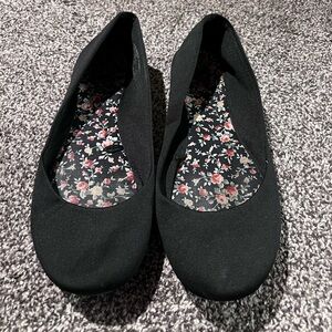 Black suede flats